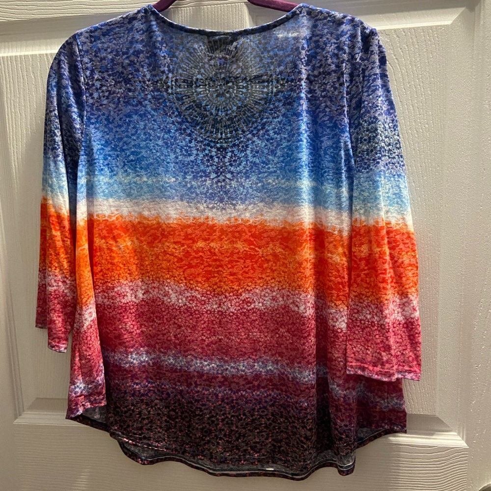 Ruby Rd. Multicolor Gradient Long Sleeve Top - Picture 2 of 3